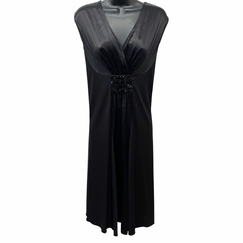 Karen Kane Womens S Embellished Party Cocktail Dress Sleeveless Empire Black